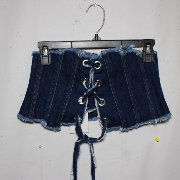 NWT Zara Denim Lace Up Under Bust Corset Belt OS